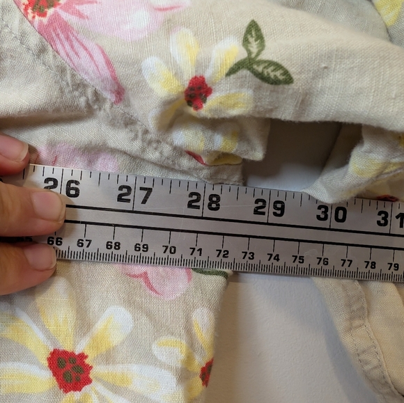 Feild Gear Woman 3XL Linen Cotton Cream Floral Print Button Down Shirt Top - Picture 8 of 9